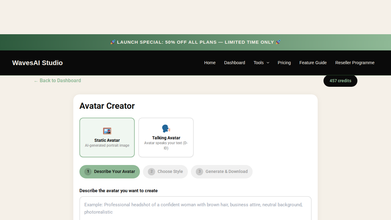Avatar Creator interface