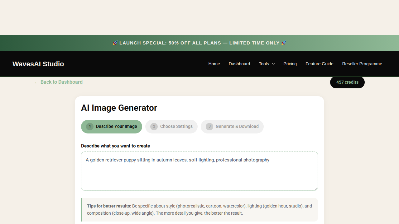 Step 2 - Type your image description