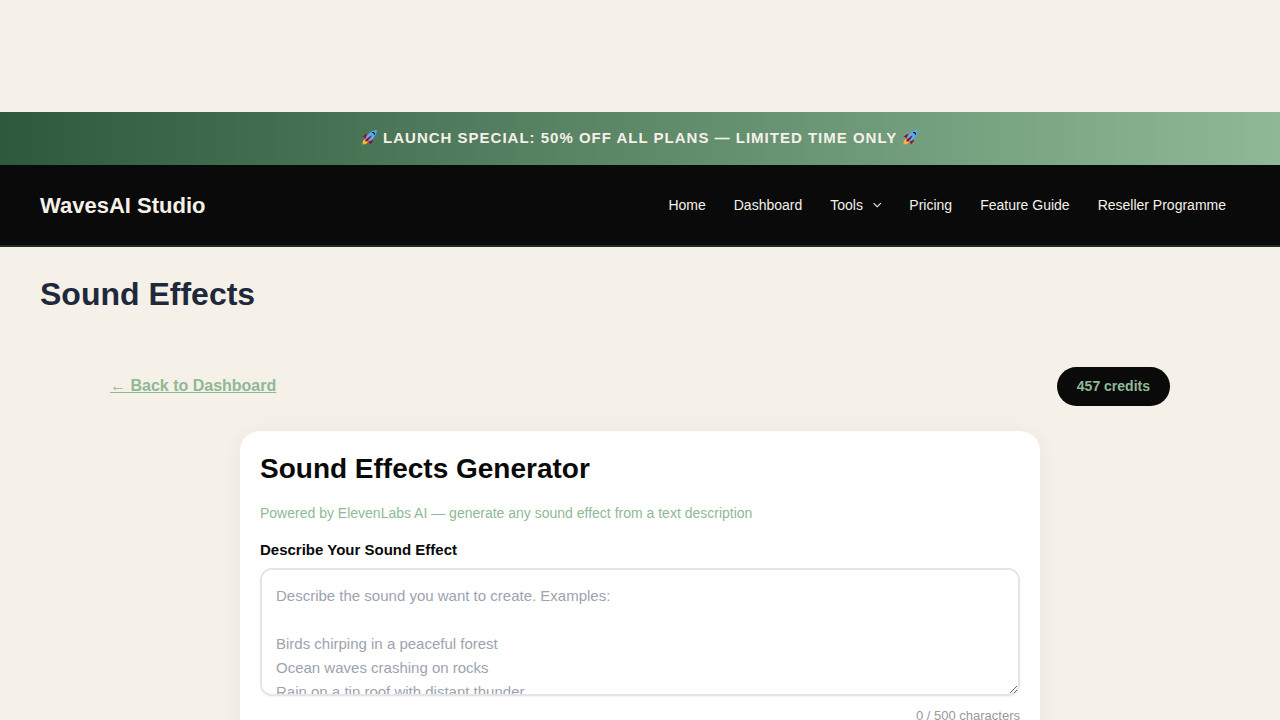Sound Effects Generator - Interface