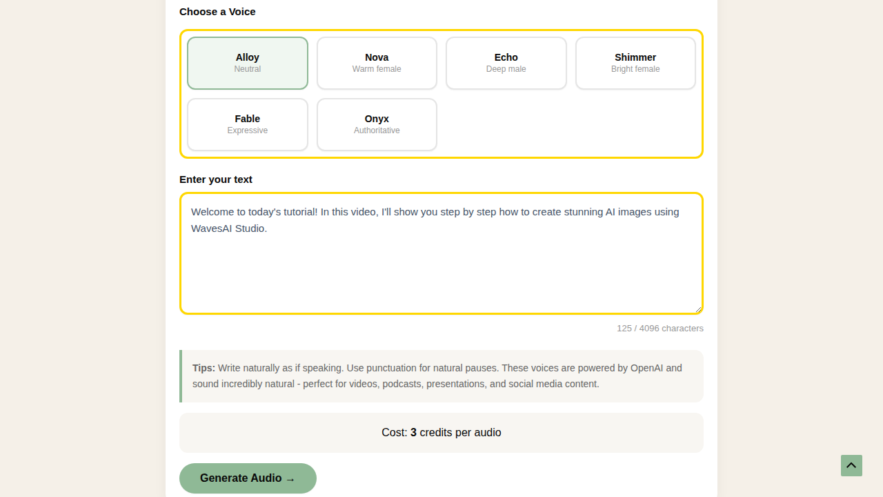 Text to Speech - Generate Button